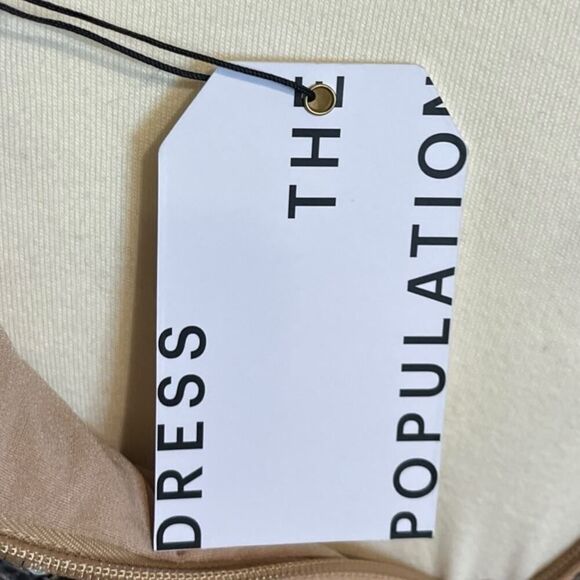 Dress the Population Emmalyn Dress Nude Silver Foliage Floral Print NWD US XS - Picture 11 of 13